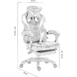 Cherry Tree Furniture High Back Recliner Gaming Chair With Cushion & Retractable Footrest Black & Grey 11 Cherry Tree Furniture High Back Recliner Gaming Chair With Cushion & Retractable Footrest Black & Grey -Daals Store MR82 CHART