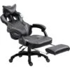 Cherry Tree Furniture High Back Recliner Gaming Chair With Cushion & Retractable Footrest Black & Grey -Daals Store MR82GREY WB1