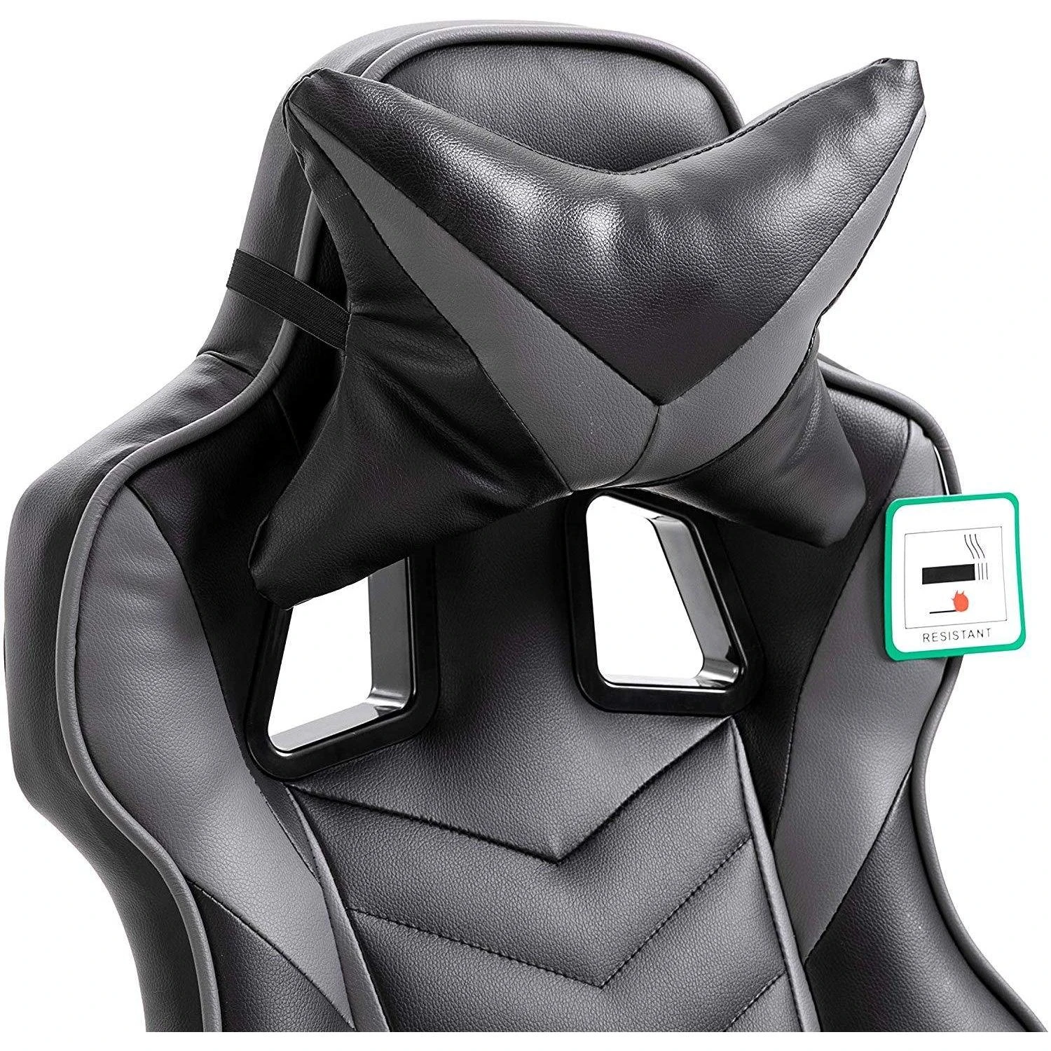 Cherry Tree Furniture High Back Recliner Gaming Chair With Cushion & Retractable Footrest Black & Grey 8 Cherry Tree Furniture High Back Recliner Gaming Chair With Cushion & Retractable Footrest Black & Grey - Image 8