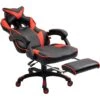 Cherry Tree Furniture High Back Recliner Gaming Chair With Cushion & Retractable Footrest Black & Red -Daals Store MR82RED WB1
