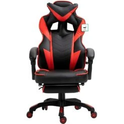 Cherry Tree Furniture High Back Recliner Gaming Chair With Cushion & Retractable Footrest Black & Red 12 Cherry Tree Furniture High Back Recliner Gaming Chair With Cushion & Retractable Footrest Black & Red -Daals Store MR82RED WB3