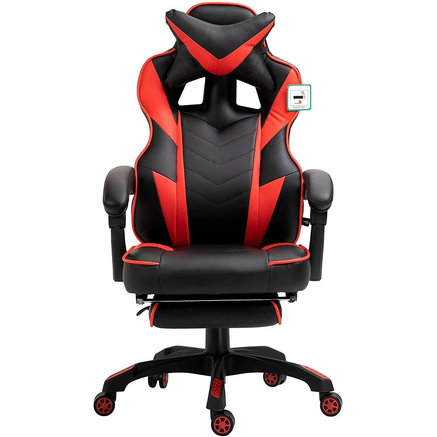 Cherry Tree Furniture High Back Recliner Gaming Chair With Cushion & Retractable Footrest Black & Red 4 Cherry Tree Furniture High Back Recliner Gaming Chair With Cushion & Retractable Footrest Black & Red - Image 4