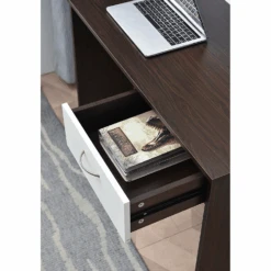 Cherry Tree Furniture MERV Computer Desk Home Office Desk With Drawer Walnut & White Colour 10 Cherry Tree Furniture MERV Computer Desk Home Office Desk With Drawer Walnut & White Colour -Daals Store NOA 46 WALNUTWHITE scene4