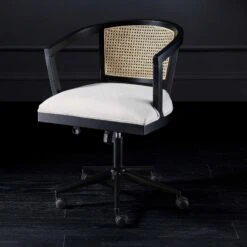 Lucia Natural Cane Swivel Desk Chair 13 Lucia Natural Cane Swivel Desk Chair -Daals Store OCH 035 BLACK BEIGEFAB scene1
