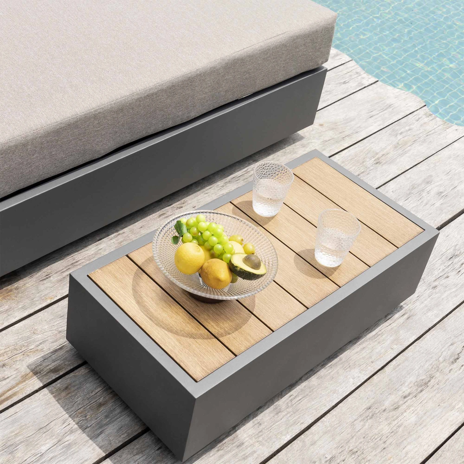 Jardin Aluminium Outdoor Side Table in Granite β Hand-Brushed Wood Effect Slatted Low Coffee Table 1 Jardin Aluminium Outdoor Side Table in Granite β Hand-Brushed Wood Effect Slatted Low Coffee Table