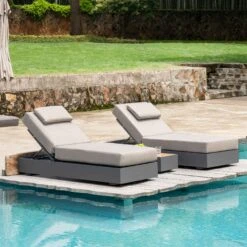 Jardin Aluminium Outdoor Sun Lounger Set, Granite -Daals Store OD ALU1 GRANITE SUNLG SET scene2