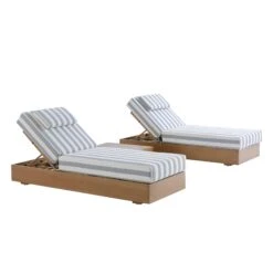 Jardin Aluminium Outdoor Sun Lounger Set, Natural With Blue Stripes 19 Jardin Aluminium Outdoor Sun Lounger Set, Natural With Blue Stripes -Daals Store OD ALU1 NAT BLUESTRIPE SUNLG SET WB1