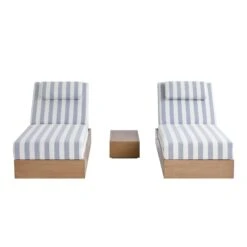 Jardin Aluminium Outdoor Sun Lounger Set, Natural With Blue Stripes 20 Jardin Aluminium Outdoor Sun Lounger Set, Natural With Blue Stripes -Daals Store OD ALU1 NAT BLUESTRIPE SUNLG SET WB2