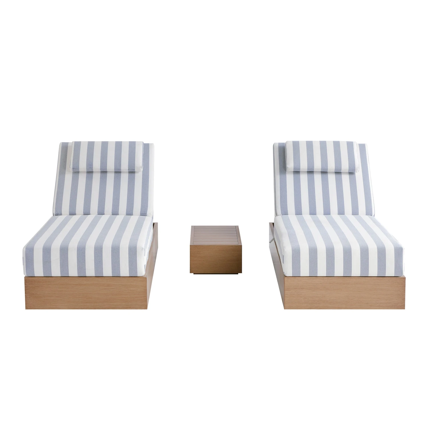 Jardin Aluminium Outdoor Sun Lounger Set, Natural With Blue Stripes 8 Jardin Aluminium Outdoor Sun Lounger Set, Natural With Blue Stripes - Image 8