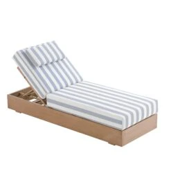Jardin Aluminium Outdoor Sun Lounger, Natural With Blue Stripes 20 Jardin Aluminium Outdoor Sun Lounger, Natural With Blue Stripes -Daals Store OD ALU1 NAT BLUESTRIPE SUNLG WB1