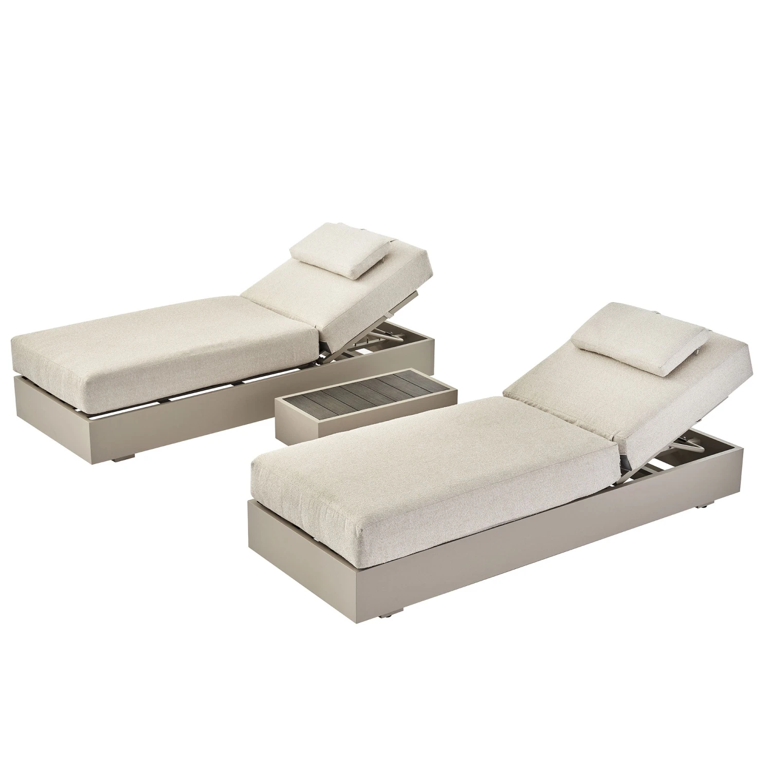 Jardin Pumice Grey Aluminium Sun Lounger Set with Beige Boucle Cushions β 3-Piece Luxury Outdoor Recliner Suite 5 Jardin Pumice Grey Aluminium Sun Lounger Set with Beige Boucle Cushions β 3-Piece Luxury Outdoor Recliner Suite - Image 5