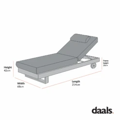 Montrose Aluminium Outdoor Sun Lounger, Brushed Silver Oak 11 Montrose Aluminium Outdoor Sun Lounger, Brushed Silver Oak -Daals Store OD ALU2 SUNLG CHART