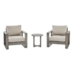 Montrose Aluminium Bistro Set With Side Table, Brushed Silver Oak 18 Montrose Aluminium Bistro Set With Side Table, Brushed Silver Oak -Daals Store OD ALU2 WGREY BISTR WB1