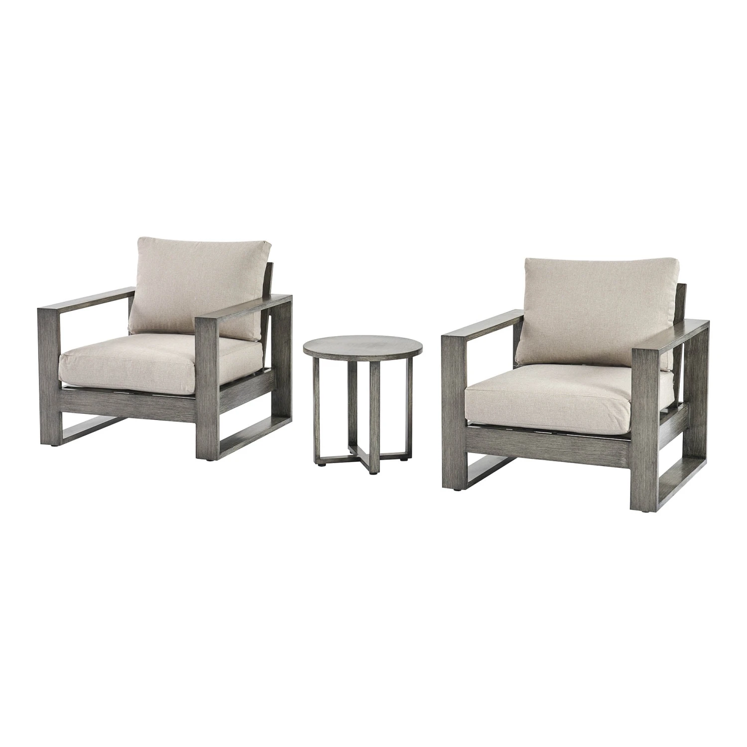 Montrose Aluminium Bistro Set With Side Table, Brushed Silver Oak 7 Montrose Aluminium Bistro Set With Side Table, Brushed Silver Oak - Image 7