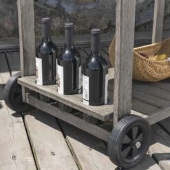 Montrose Brushed Silver Oak Aluminium Outdoor Bar Cart with Removable Tray -Daals Store OD ALU2 WGREY CART scene2