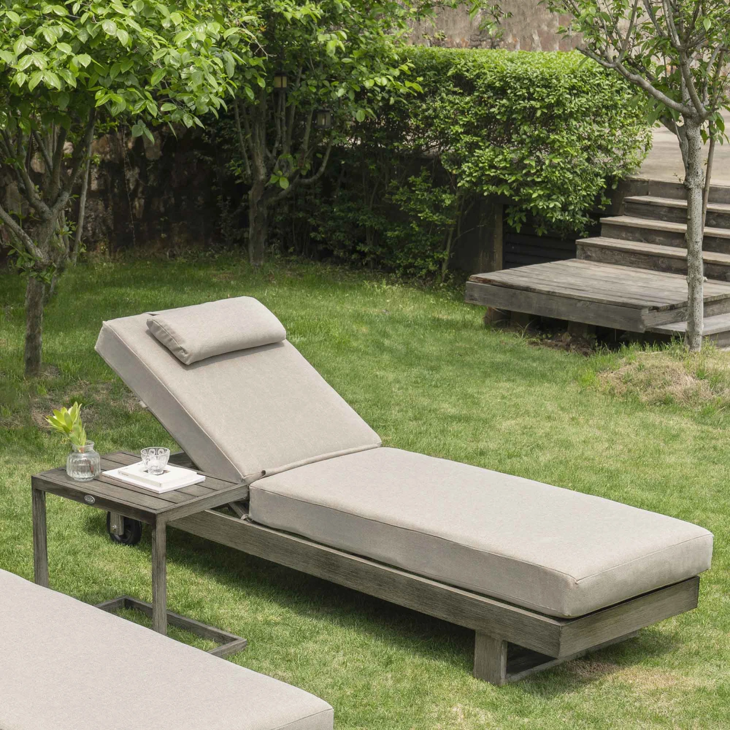Montrose Aluminium Outdoor Sun Lounger, Brushed Silver Oak 1 Montrose Aluminium Outdoor Sun Lounger, Brushed Silver Oak