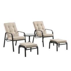 Champneys 2-Seater Steel And Fabric Outdoor Reclining Bistro Set With Stool, Taupe -Daals Store OD BISTR 1069 BEIGE GIF