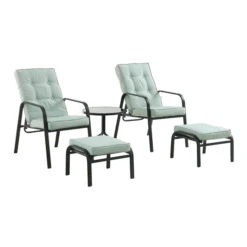 Champneys 2-Seater Steel And Fabric Outdoor Reclining Bistro Set With Stool, Sage Green -Daals Store OD BISTR 1069 GREEN GIF