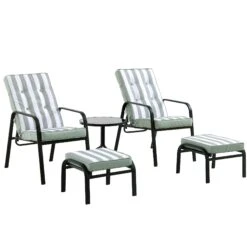 Champneys 2-Seater Steel And Fabric Outdoor Reclining Bistro Set With Stool, Sage Green -Daals Store OD BISTR 1069 SAGE WB1