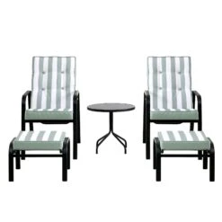 Champneys 2-Seater Steel And Fabric Outdoor Reclining Bistro Set With Stool, Sage Green -Daals Store OD BISTR 1069 SAGE WB2