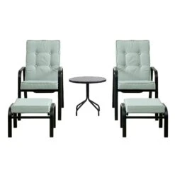 Champneys 2-Seater Steel And Fabric Outdoor Reclining Bistro Set With Stool, Sage Green -Daals Store OD BISTR 1069 SAGE WB3