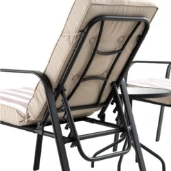 Champneys 2-Seater Steel And Fabric Outdoor Reclining Bistro Set With Stool, Taupe -Daals Store OD BISTR 1069 TAUPE detail2