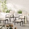 Champneys 2-Seater Steel And Fabric Outdoor Reclining Bistro Set With Stool, Taupe