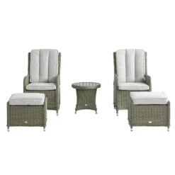 Hampshire 2-Seater Round Wicker Reclining Bistro Set With Stools, Desert Sage -Daals Store OD BISTR 108 GREEN WB1