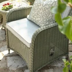 Hampshire 2-Seater Round Wicker Reclining Bistro Set With Stools, Desert Sage -Daals Store OD BISTR 108 GREEN scene6