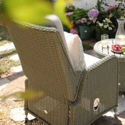 Hampshire 2-Seater Round Wicker Reclining Bistro Set With Stools, Desert Sage -Daals Store OD BISTR 108 GREEN scene9