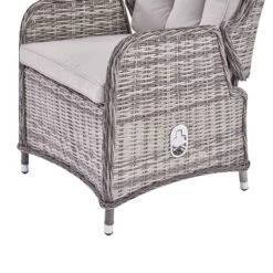 Hampshire 2-Seater Light Grey Round Wicker Reclining Bistro Set - 5-Piece Garden Lounge Set with Stools & Wood-Effect Table -Daals Store OD BISTR 108 LGREY detail2