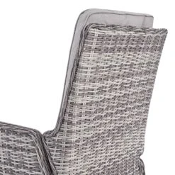 Hampshire 2-Seater Light Grey Round Wicker Reclining Bistro Set - 5-Piece Garden Lounge Set with Stools & Wood-Effect Table -Daals Store OD BISTR 108 LGREY detail3