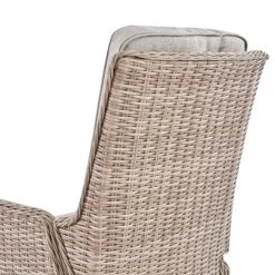Hampshire 2-Seater Natural Round Wicker Reclining Bistro Set with Stools and Wood-Effect Side Table -Daals Store OD BISTR 108 NAT detail2