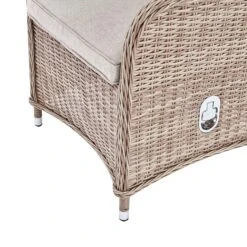 Hampshire 2-Seater Natural Round Wicker Reclining Bistro Set with Stools and Wood-Effect Side Table -Daals Store OD BISTR 108 NAT detail3