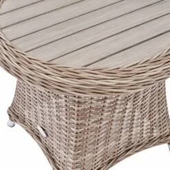 Hampshire 2-Seater Natural Round Wicker Reclining Bistro Set with Stools and Wood-Effect Side Table -Daals Store OD BISTR 108 NAT detail4