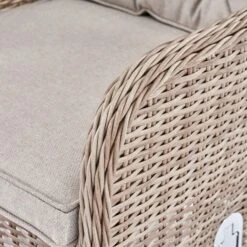 Hampshire 2-Seater Natural Round Wicker Reclining Bistro Set with Stools and Wood-Effect Side Table -Daals Store OD BISTR 108 NAT detail5