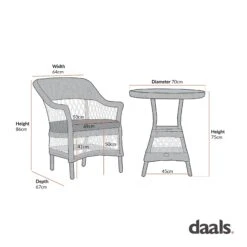 Willowbrook White Lattice Weave Rattan Bistro Set β 3-Piece Outdoor Garden Dining Set 17 Willowbrook White Lattice Weave Rattan Bistro Set β 3-Piece Outdoor Garden Dining Set -Daals Store OD BISTR 2987 CHART 1