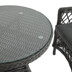 Willowbrook Dark Grey Lattice Weave Rattan Bistro Set – 3-Piece All-Weather Garden Dining Set -Daals Store OD BISTR 2987 GREY detail1