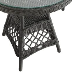 Willowbrook Dark Grey Lattice Weave Rattan Bistro Set – 3-Piece All-Weather Garden Dining Set -Daals Store OD BISTR 2987 GREY detail2