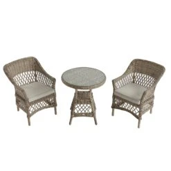 Willowbrook Natural Lattice Weave Rattan Bistro Set - 3-Piece All-Weather Garden Furniture -Daals Store OD BISTR 2987 NAT WB2
