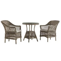 Willowbrook Natural Lattice Weave Rattan Bistro Set - 3-Piece All-Weather Garden Furniture -Daals Store OD BISTR 2987 NAT WB3