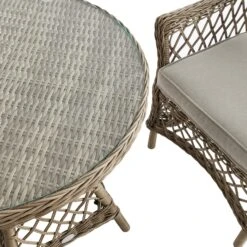 Willowbrook Natural Lattice Weave Rattan Bistro Set - 3-Piece All-Weather Garden Furniture -Daals Store OD BISTR 2987 NAT detail1