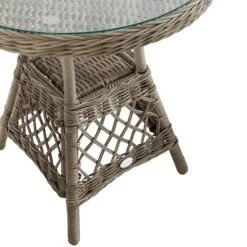 Willowbrook Natural Lattice Weave Rattan Bistro Set - 3-Piece All-Weather Garden Furniture -Daals Store OD BISTR 2987 NAT detail5