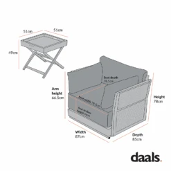Pedra Rope And Aluminium Outdoor Bistro Set, Grey 18 Pedra Rope And Aluminium Outdoor Bistro Set, Grey -Daals Store OD BISTR 5050 CHART 1
