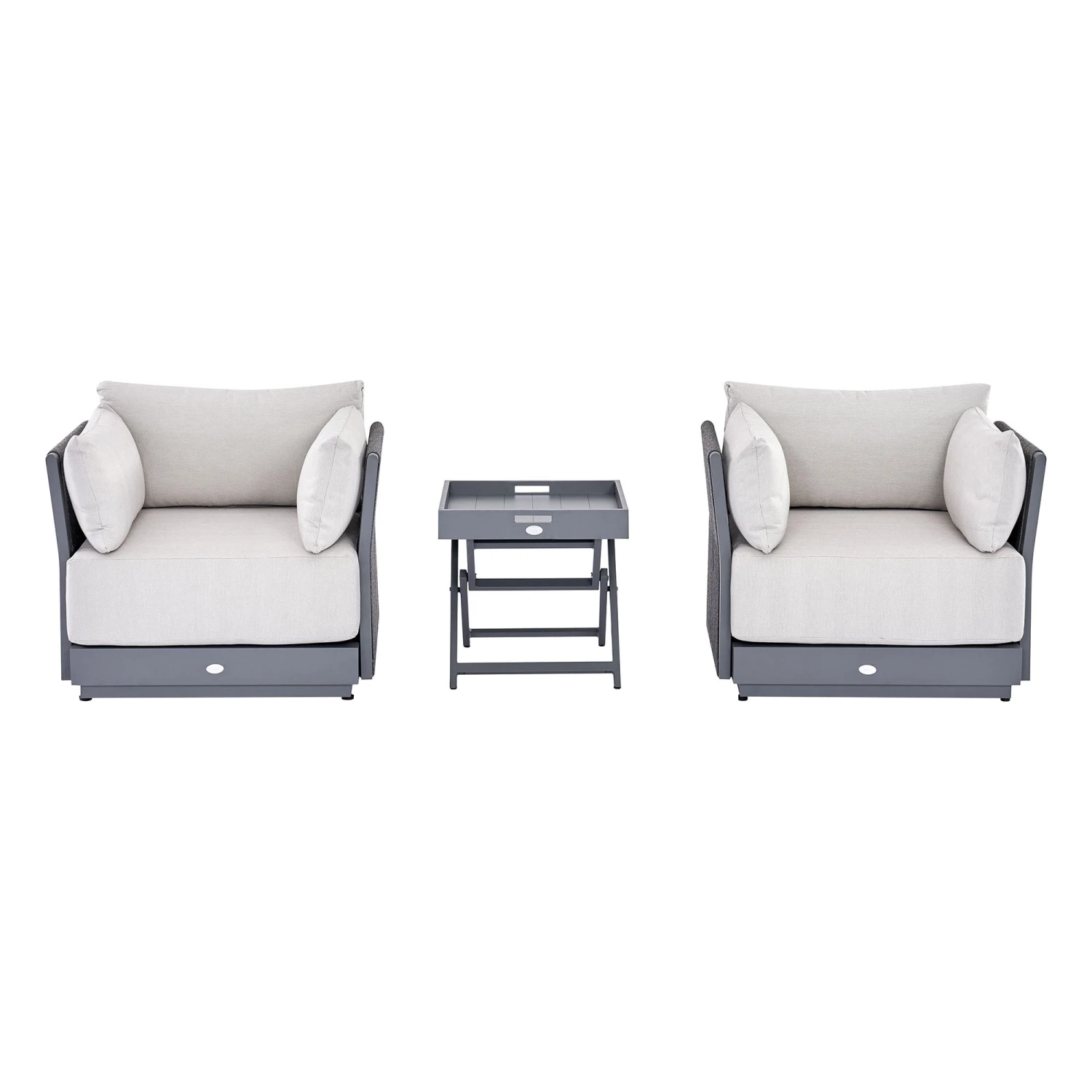 Pedra Rope And Aluminium Outdoor Bistro Set, Grey 4 Pedra Rope And Aluminium Outdoor Bistro Set, Grey - Image 4