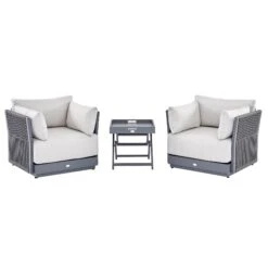 Pedra Rope And Aluminium Outdoor Bistro Set, Grey 17 Pedra Rope And Aluminium Outdoor Bistro Set, Grey -Daals Store OD BISTR 5050 GREY WB2