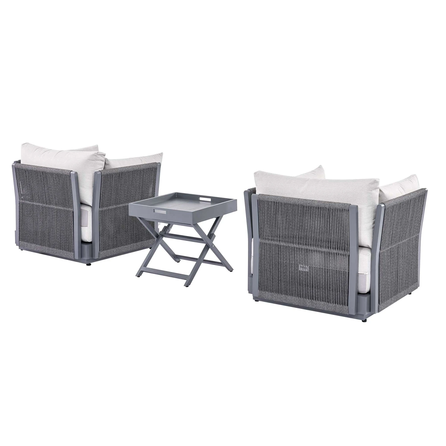 Pedra Rope And Aluminium Outdoor Bistro Set, Grey 9 Pedra Rope And Aluminium Outdoor Bistro Set, Grey - Image 9