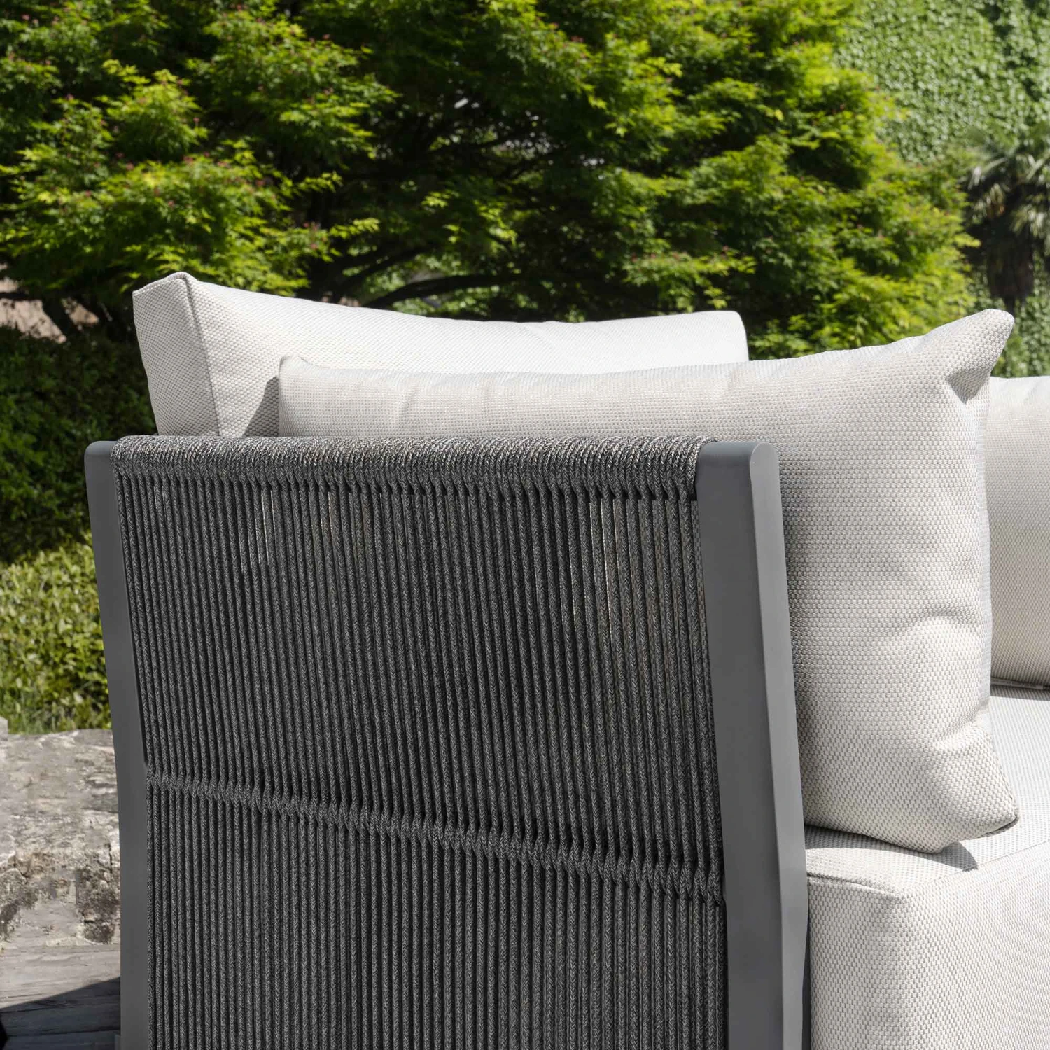 Pedra Rope And Aluminium Outdoor Bistro Set, Grey 3 Pedra Rope And Aluminium Outdoor Bistro Set, Grey - Image 3