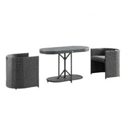 Granchester Dark Grey Rattan Balcony Bistro Set - Space-Saving Nesting 3-Piece Garden Furniture 20 Granchester Dark Grey Rattan Balcony Bistro Set - Space-Saving Nesting 3-Piece Garden Furniture -Daals Store OD BISTR 7034 DARKGREY WB3