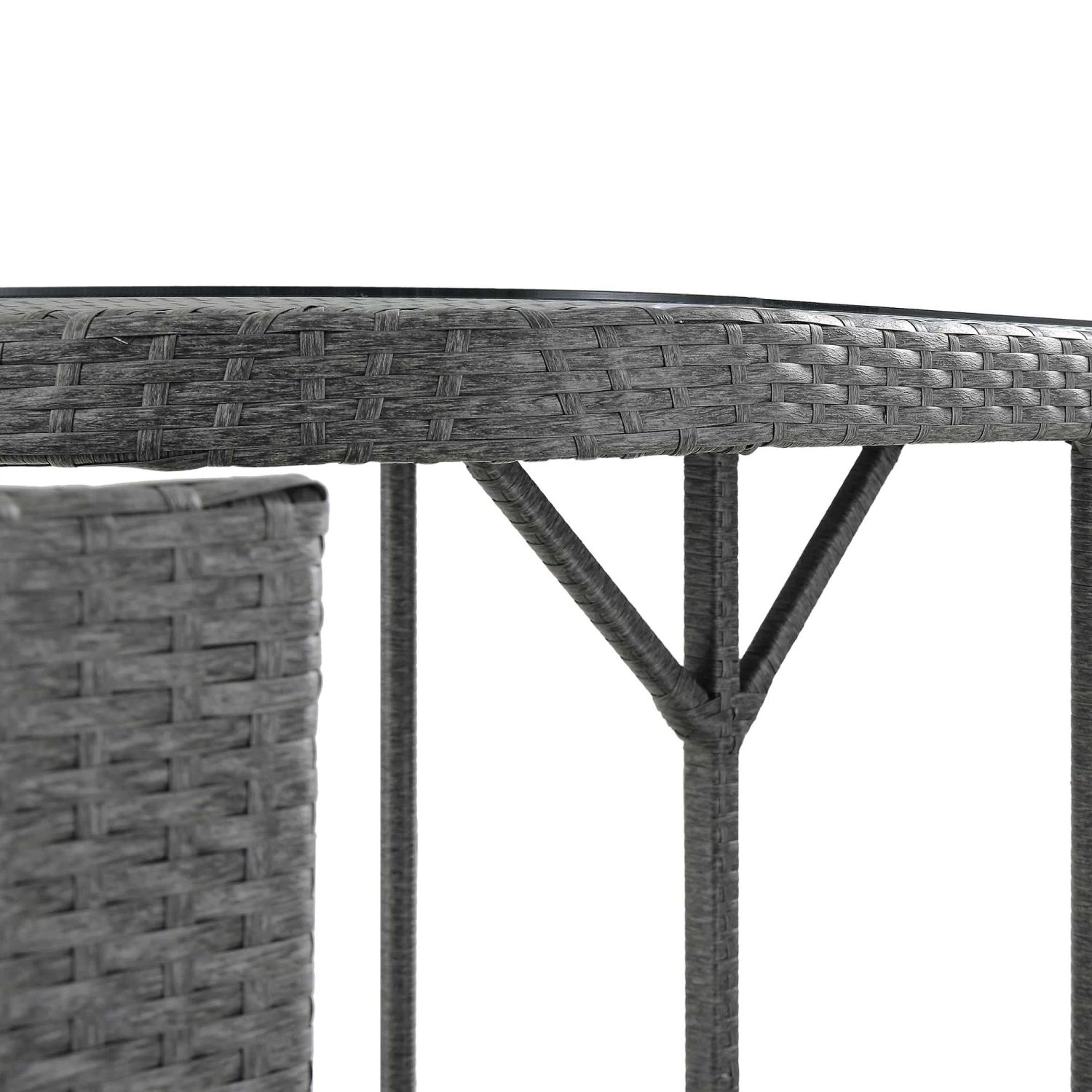 Granchester Dark Grey Rattan Balcony Bistro Set - Space-Saving Nesting 3-Piece Garden Furniture 13 Granchester Dark Grey Rattan Balcony Bistro Set - Space-Saving Nesting 3-Piece Garden Furniture - Image 13